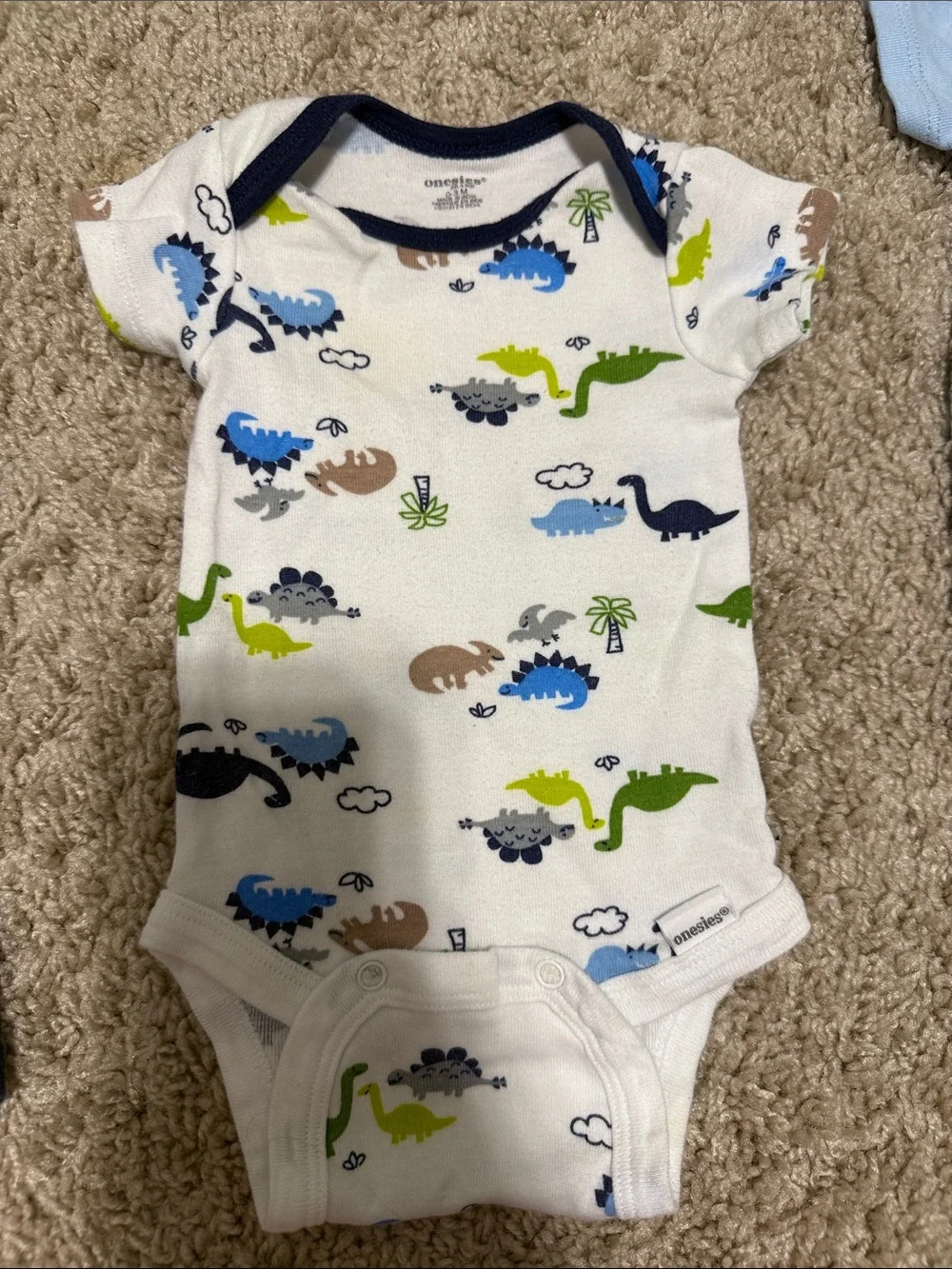 0-3 month Baby Dino Mix 7 Piece Set in Blue, Navy, Cream, Light Blue